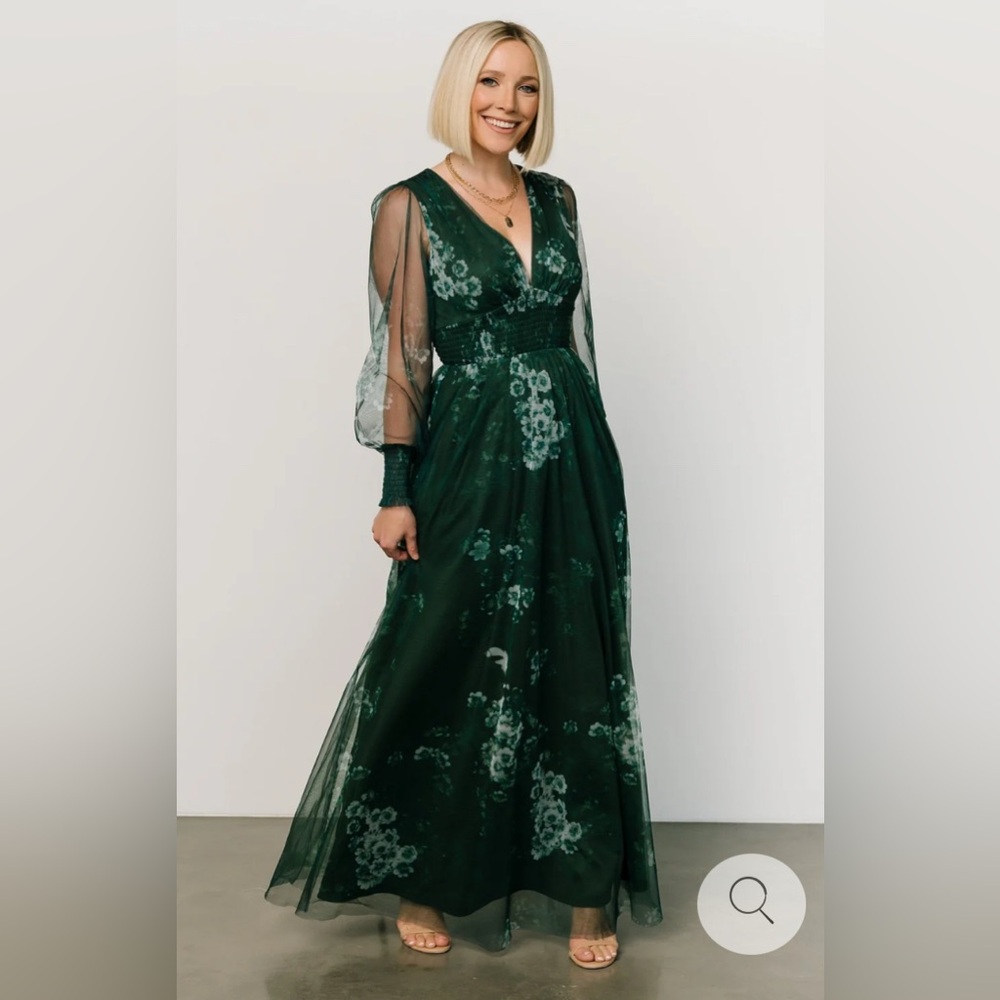 Baltic Born Layla Tulle Dark Multi Green Floral Maxi Dress